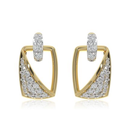 Versatile Angular 9KT Yellow Gold Diamond Earrings