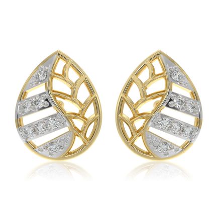 Lattice 9KT Yellow Gold Diamond Earrings