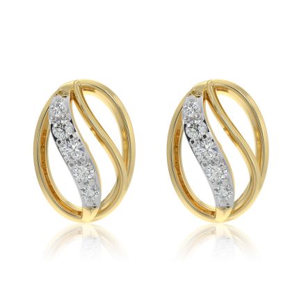 Sleek 9KT Yellow Gold Diamond Earrings