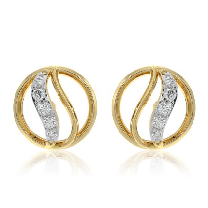 Cute 9KT Yellow Gold Diamond Earrings