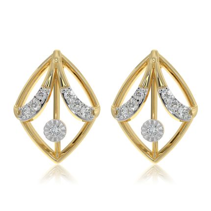Budding Flower 9KT Yellow Gold Diamond Earrings