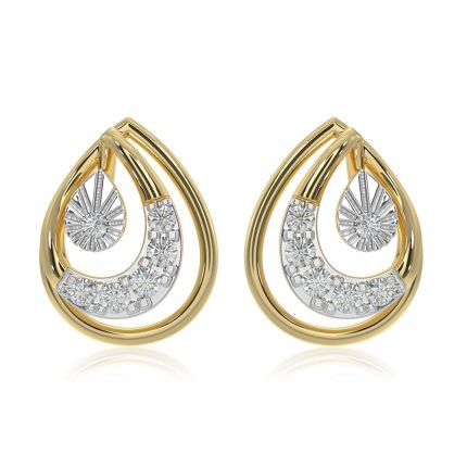 Graceful Drop 9KT Yellow Gold Diamond Stud Earrings