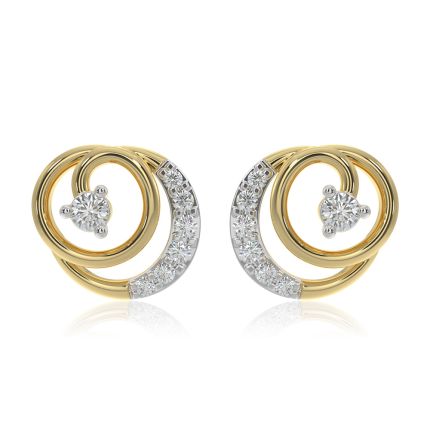 Swirly Curve 9KT Yellow Gold Diamond Earrings