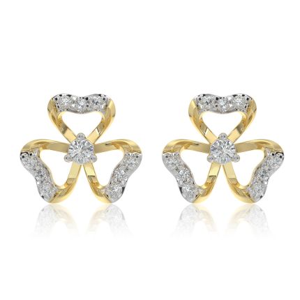 Clover 9KT Yellow Gold Diamond Stud Earrings