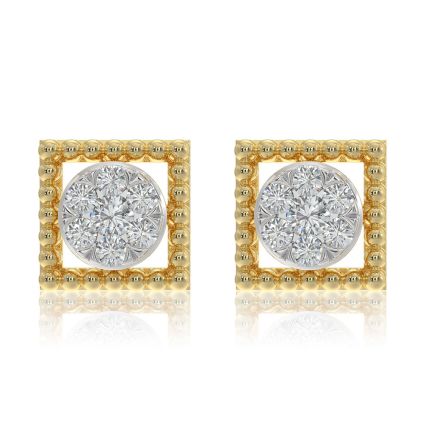 Structured 9KT Yellow Gold Diamond Stud Earrings