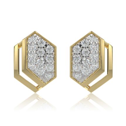Geometric Style 9KT Yellow Gold Diamond Earrings