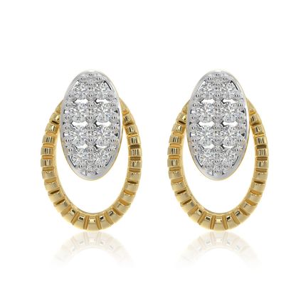 Bold 9KT Yellow Gold Diamond Earrings