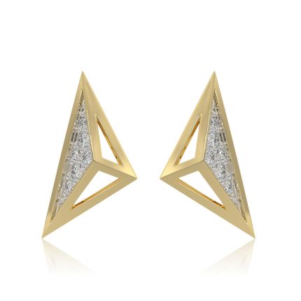 Structured Triangle 9KT Yellow Gold Diamond Earrings