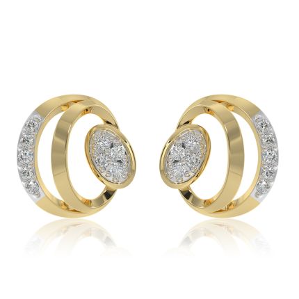Circular 9KT Yellow Gold Diamond Earrings