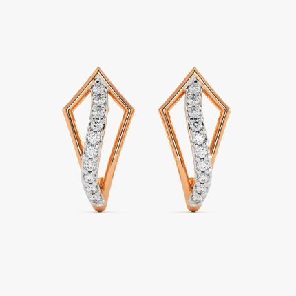 Contemporary Rose Gold Diamond Hoop Earrings