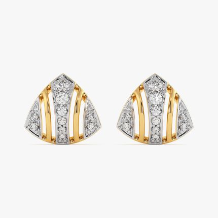 Geometric Silhouette Yellow Gold Diamond Stud Earrings