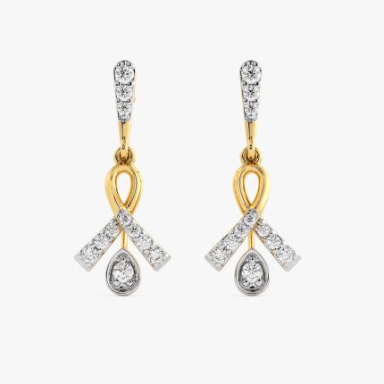 Knotted Yellow Gold Diamond Drop Earrings