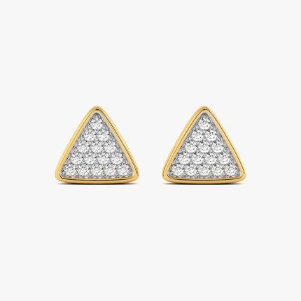 Minimal Triangle Yellow Gold Diamond Stud Earrings