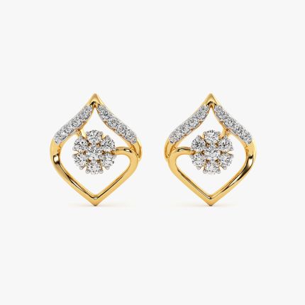 Minimal Sparkle Yellow Gold Diamond Stud Earrings