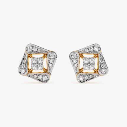 Versatile Style Yellow Gold Diamond Stud Earrings