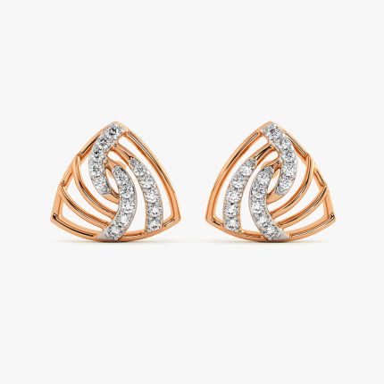 Contemporary Style Rose Gold Diamond Stud Earrings