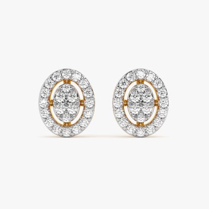 Modern Silhouette Yellow Gold Diamond Stud Earrings