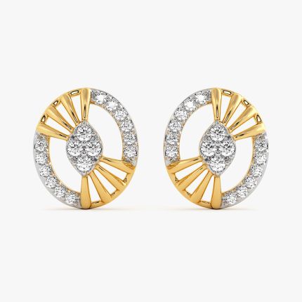 Bold Oval Yellow Gold Diamond Stud Earrings