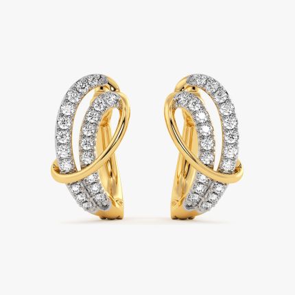 Fluid Swirl Yellow Gold Diamond Hoop Earrings