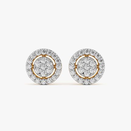Symmetric Yellow Gold Diamond Stud Earrings