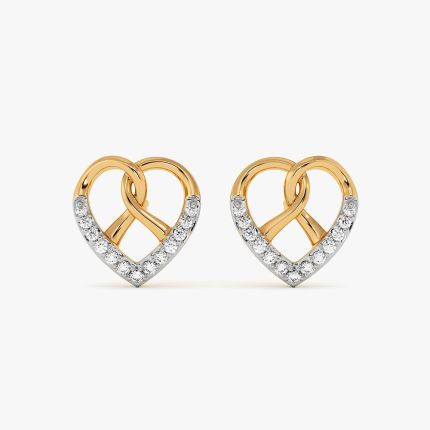 Heart 9Kt Yellow Gold Diamond Earrings