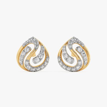 Classic Drop Yellow Gold Diamond Stud Earrings