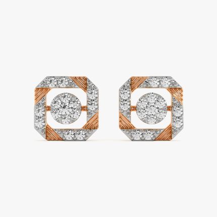 Modern Elegance Rose Gold Diamond Stud Earrings