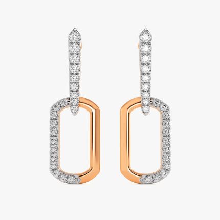 Elongated Rose Gold Diamond Drop Earrings