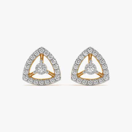 Triangle Yellow Gold Diamond Stud Earrings