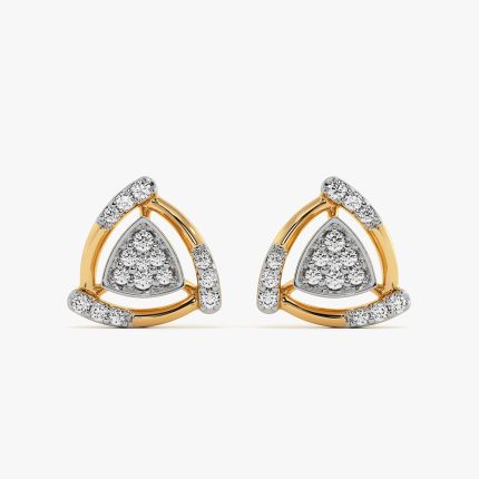 Sleek Triangle Yellow Gold Diamond Stud Earrings