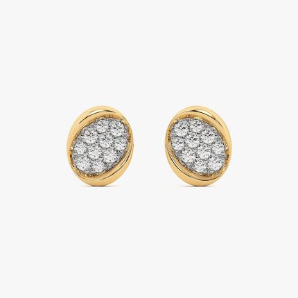 Brilliance Oval Yellow Gold Diamond Stud Earrings
