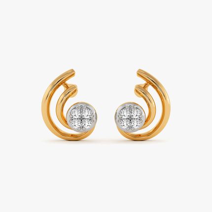Contemporary 9Kt Yellow Gold Diamond Earrings