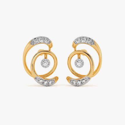 Modern Swirl 9Kt Yellow Gold Diamond Earrings