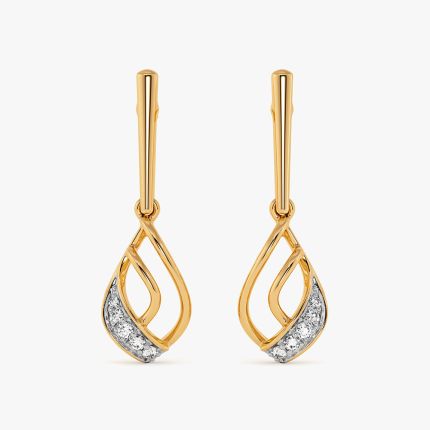 Graceful Drop 9Kt Yellow Gold Diamond Earrings