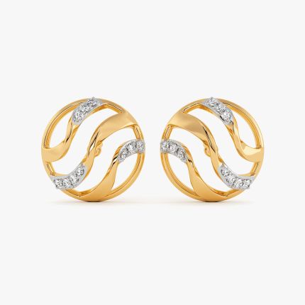 Bold Circle 9Kt Yellow Gold Diamond Earrings