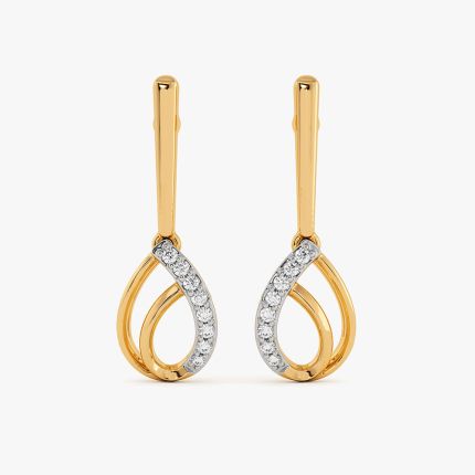 Delicate Drop 9Kt Yellow Gold Diamond Earrings