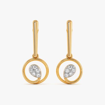 Modern Drop 9Kt Yellow Gold Diamond Earrings