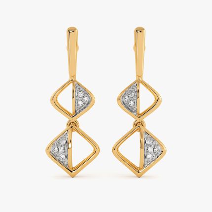 Striking Drop 9Kt Yellow Gold Diamond Earrings