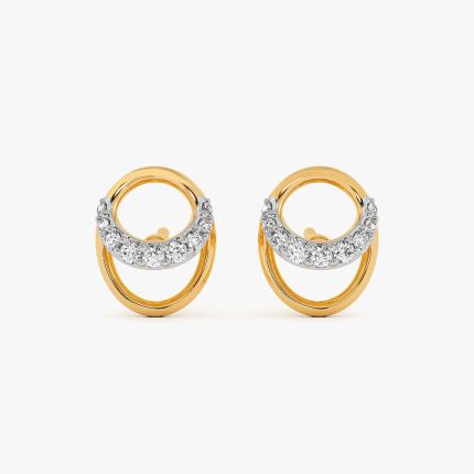 Sleek Circle 9Kt Yellow Gold Diamond Earrings