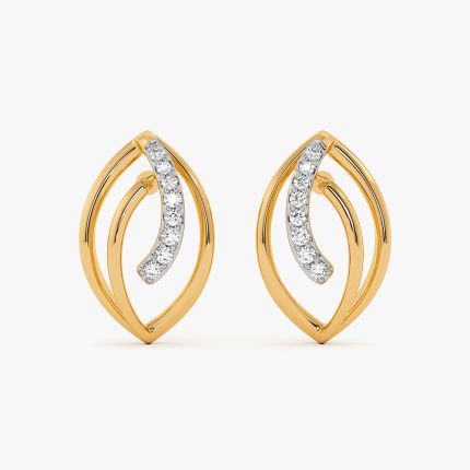 Leaf 9Kt Yellow Gold Diamond Earrings