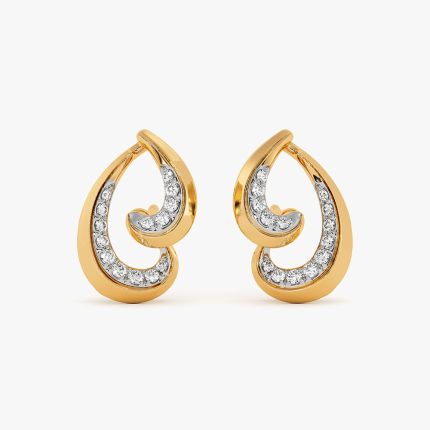 Curved 9Kt Yellow Gold Diamond Earrings
