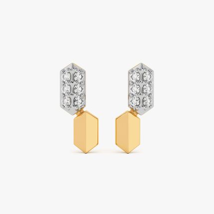 Bold Edge 9Kt Yellow Gold Diamond Earrings