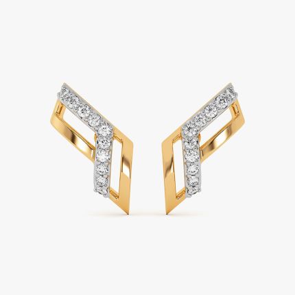 Contemporary Lines 9Kt Yellow Gold Diamond Earrings
