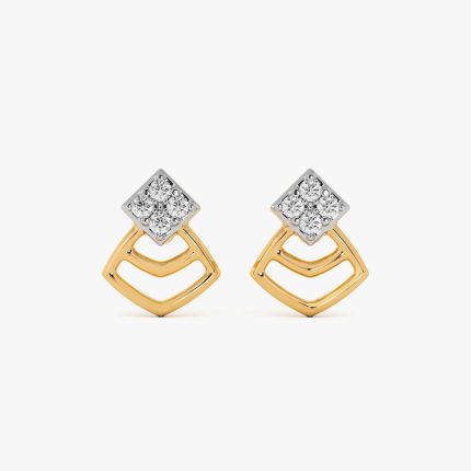 Enhanced Geometric Yellow Gold Diamond Earrings