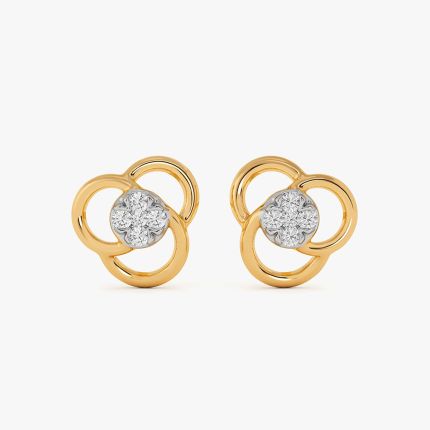 Soft Floral Yellow Gold Diamond Earrings