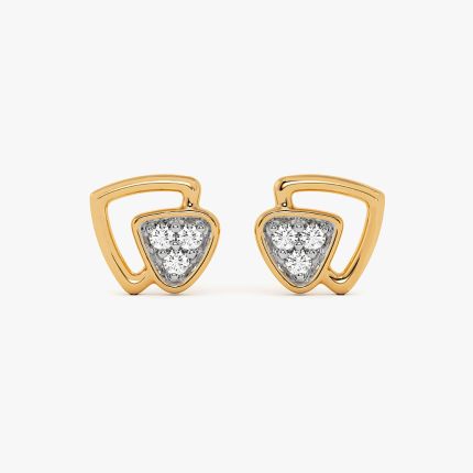 Layered Triangle Yellow Gold Diamond Earrings