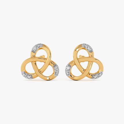 Twisted Knot Yellow Gold Diamond Earrings