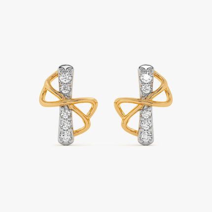 Flowing Swirl Yellow Gold Diamond Earrings