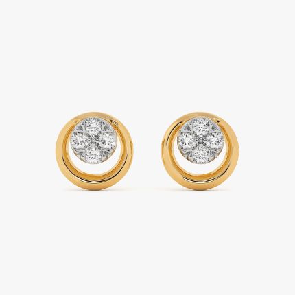 Classic Round Yellow Gold Diamond Earrings