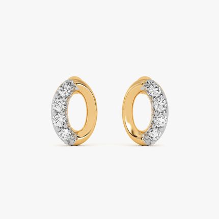 Clean Oval Yellow Gold Diamond Earrings